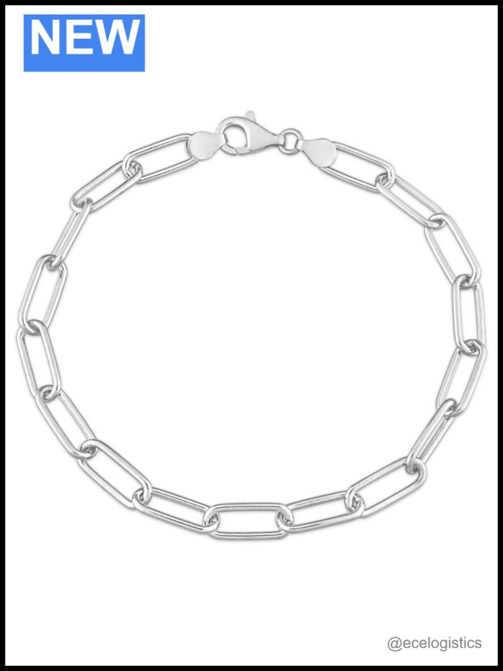 Italian Sterling Silver Paperclip Link Bracelet 6mm 7.5in